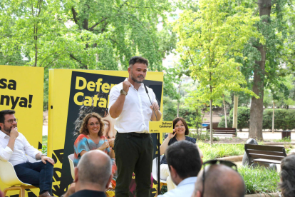 Marta Vilalta, Gabriel Rufián, Pere Aragonès, Inés Granollers y Sara Bailac, en Lleida