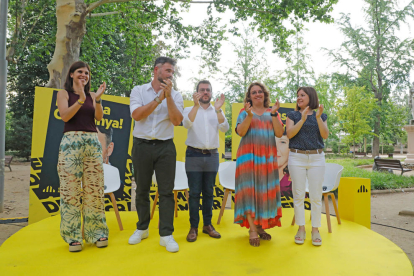 Marta Vilalta, Gabriel Rufián, Pere Aragonès, Inés Granollers i Sara Bailac, a Lleida