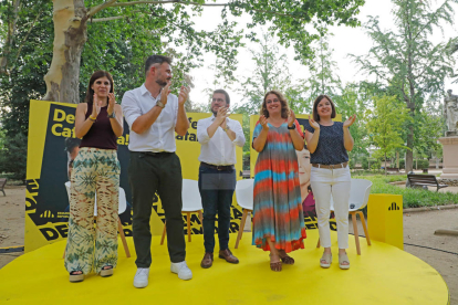 Marta Vilalta, Gabriel Rufián, Pere Aragonès, Inés Granollers y Sara Bailac, en Lleida