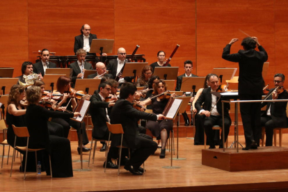 Un momento del concierto de ayer de la OJC en el Auditorio de Lleida.