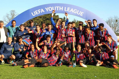 Plantilla del Barcelona Juvenil que en 2014 ganó la primera UEFA Youth League para el club azulgrana.