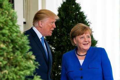 Trump recibe a la canciller alemana en la Casa Blanca.