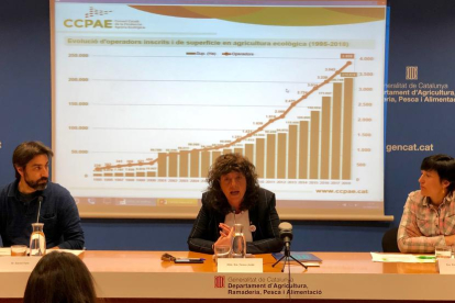 El president del CCPAE, Daniel Valls, i la consellera Teresa Jordà.