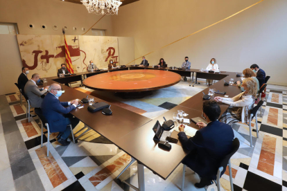 Reunió del Consell Executiu, ahir, al Palau de la Generalitat.