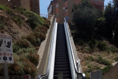 Las escaleras mecánicas del centro histórico de Fraga. 