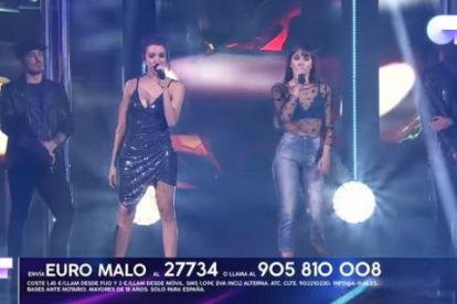 ‘lo malo’. Ana Guerra i Aitana, durant la gala d’OT destinada a Eurovisió cantant Lo Malo. La seva interpretació es va fer viral a les xarxes.