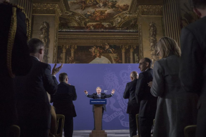 Boris Johnson, ahir durant la seua intervenció per parlar de la futura relació amb la UE.