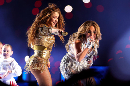Jennifer Lopez i Shakira, durant el xou.