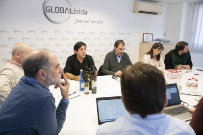 Imatge de la reunió del Clúster de l’Oli de Catalunya, ahir.