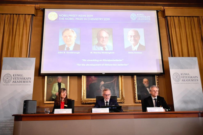 Imagen del anuncio de los ganadores del Nobel de Química. 