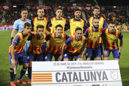 Selección de Catalunya, con Bojan Krkic, que el pasado año jugó ante Venezuela en Girona. 