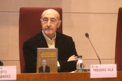Frederic Vilà durant l’homenatge que li van fer el 2015 a la UdL.