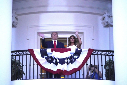 Donald Trump y Melanie durante los actos del 4 de Julio. 