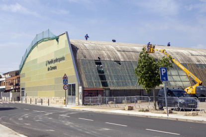 Imagen de las obras en el pabellón polideportivo de Cervera.