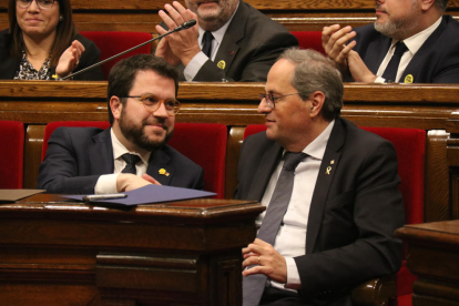Aragonès i Torra en una sessió al Parlament.