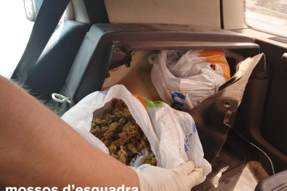 La marihuana localizada en el interior del vehículo.