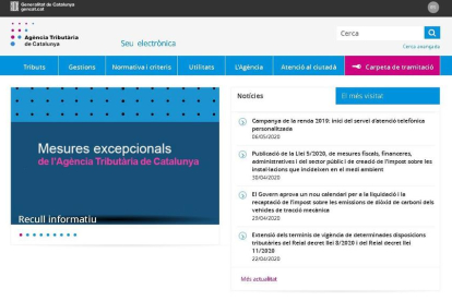 El web de l'Agència Tributària Catalana.