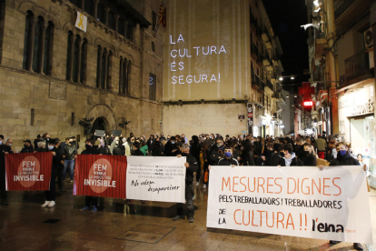 Concentració de protesta dimarts passat a la plaça Paeria.