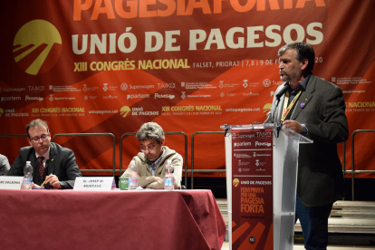 El coordinador nacional d’Unió de Pagesos, Joan Caball, durant el XIII Congrés de l’organització.