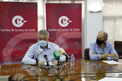 Jaume Saltó i Oriol Oró en un moment de la roda de premsa.