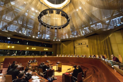 Una vista en la gran sala del Tribunal de Justicia Europeo, con sede en Luxeburgo.