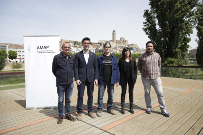 Pueyo, Postius, Talamonte y Peñafiel, ayer tras firmar el pacto. 