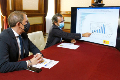 José Crespín y Miquel Molins, explicando los datos.