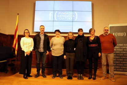 Participants ahir a l’IEI en un acte organitzat per la Fundació Catalunya Cultura sobre mecenatge.