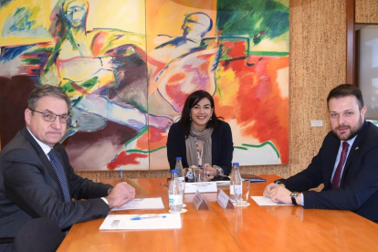 Mariano Soriano, María José Rienda y Gerard Figueras ayer durante la reunión en el CSD.