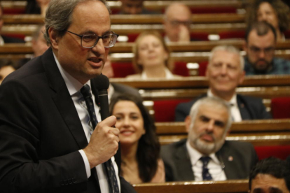 El líder dels socialistes catalans, Miquel Iceta, ahir al Parlament.