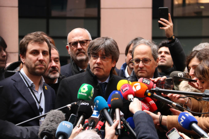 Carles Puigdemont y Toni Comín han entrado en la sede del Parlamento europeo en Estrasburgo ya como eurodiputados de pleno derecho.