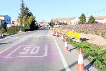 Imagen de obras en la carretera C-230a a la altura de Lleida. 