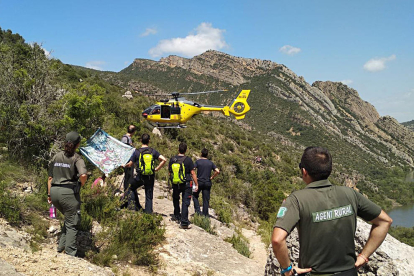 Rescate de una excursionista herida en mayo del año pasado en el congosto de Mu, en Alòs de Balaguer. 
