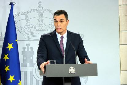 El president del govern espanyol, Pedro Sánchez, durant la roda de premsa posterior al consell de ministres
