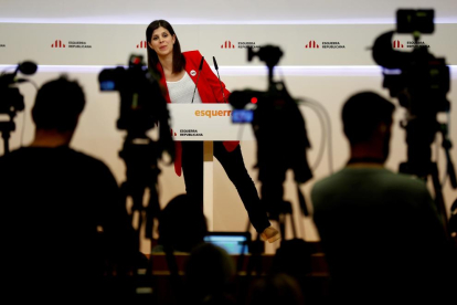 La portavoz de ERC, la leridana Marta Vilalta, ayer, mientras valoraba el panorama tras las elecciones.