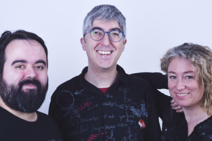 Tres dels quatre impulsors d'Ilerdam Videas: (d'esquerra a dreta) Carles Hernández, Jordi Prenafeta i Pilar Bosch.