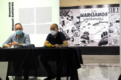 El director del museu, Jesús Navarro, i el regidor de Cultura, Jaume Rutllant, van presentar les obres.