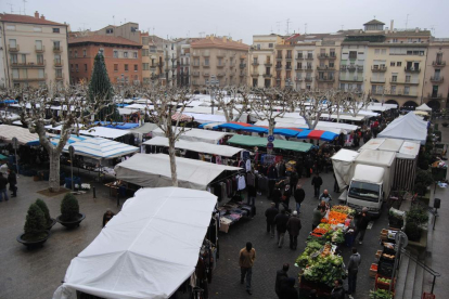 Imagen del mercado de los sábados en la plaza Mercadal. 