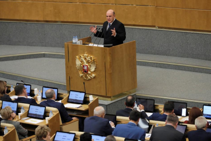 Mijaíl Mishunstin, durante su intervención ante la Duma.