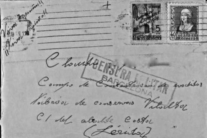Carta a un prisionero del campo en la fábrica de conservas Vilalta de Lleida.