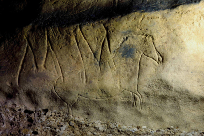 Proceso de escaneo en 3D de los grabados hallados recientemente en una área de la Cova de la Font Major de L’Espluga de Francolí.