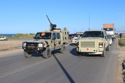 Imagen de archivo de vehículos armados en Libia.