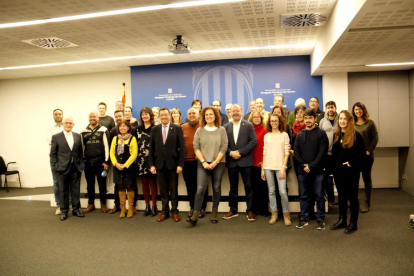 El encuentro con miembros de medios de comunicación ayer en la delegación de la Generalitat.