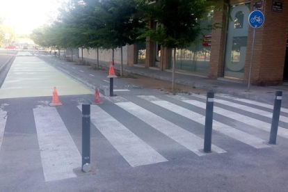Un tram del carrer Doctor Trueta, totalment peatonal per millorar la seguretat dels nens i nenes del Francesco Tonucci