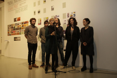 Artistes i autoritats, ahir durant la presentació al Centre d’Art la Panera.
