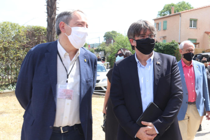 Carles Puigdemont, ahir, durant la visita a la Universitat Catalana d’Estiu a Prada de Conflent.