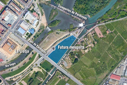 Mapa de la ubicación de la nueva mezquita de Lleida