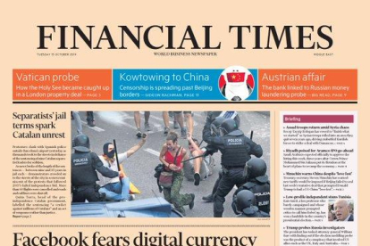 Portada de la edición internacional del Financial Times del martes.