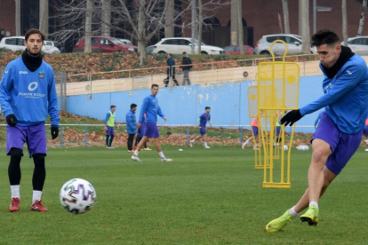 El Lleida, durante el entrenamiento.