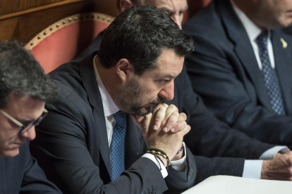Imatge de Matteo Salvini dimecres passat, al Senat.